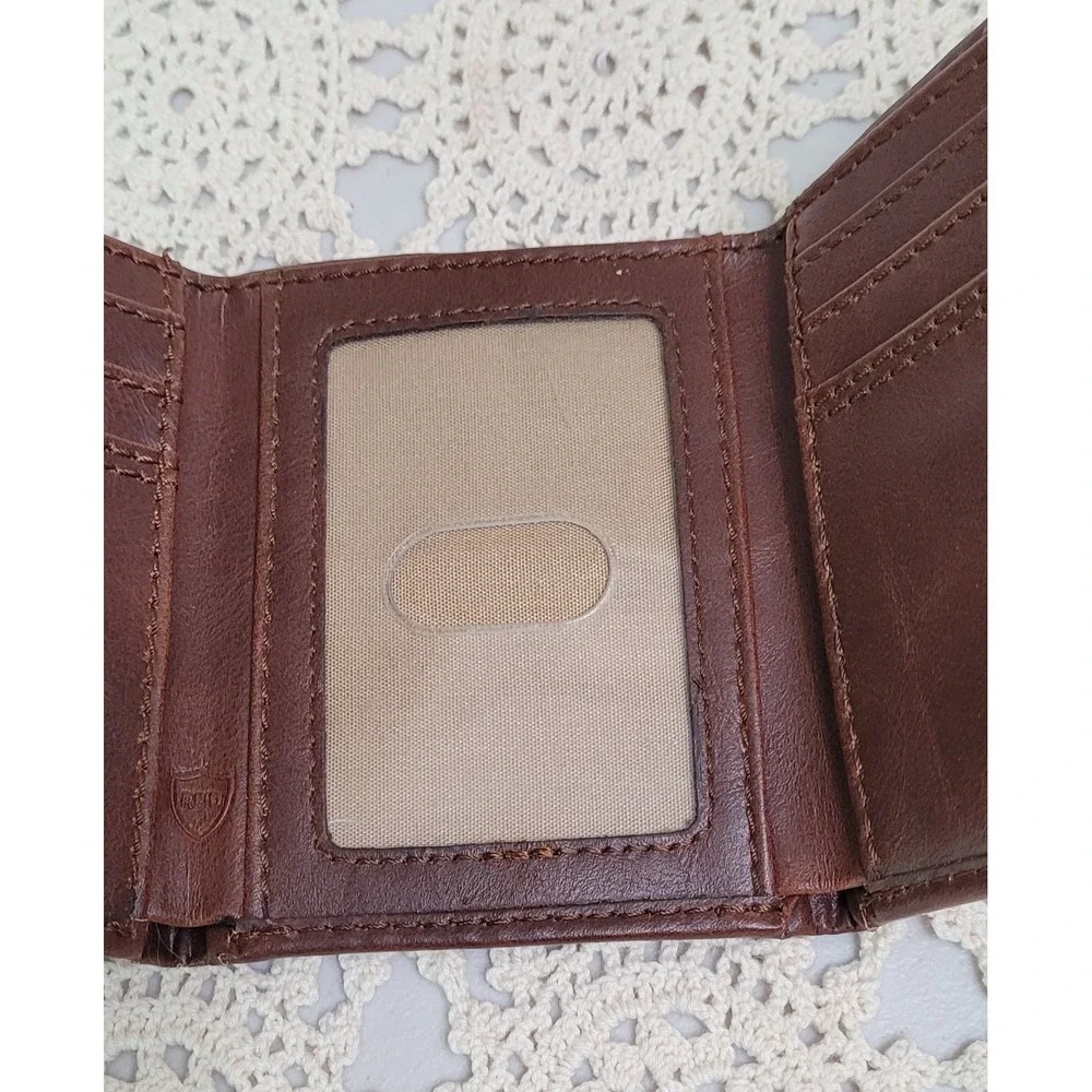 Columbia Mens Trifold Genuine Coated Leather Wallet Brown RFID Security Wallet